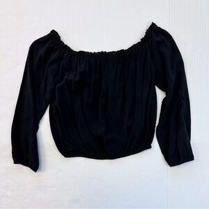 Brandy Melville Womens‎ Solid Black  Off The Shoulder Or On  - Crop Top One Size